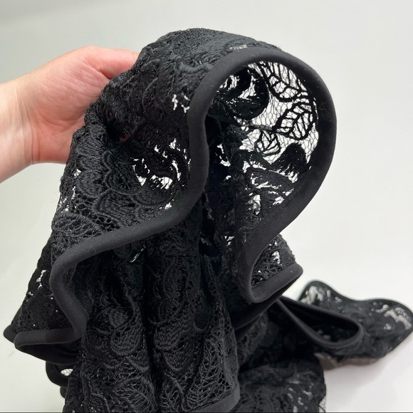 Alexis Crista Ruffled Off-the-Shoulder Black Embroidered Thick Lace Dressy Top - Picture 9 of 15